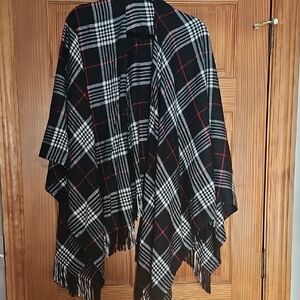 Plaid Fringe Shawl